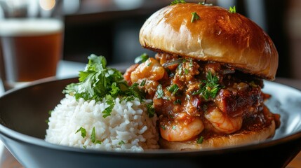 Flavorful Bowl of Gumbo with Shrimp and Rice