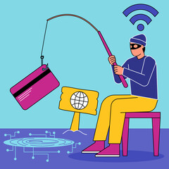 Hacked, great design for any purposes, Internet technology, Cyber crime, hacker attack, Phishing scam.