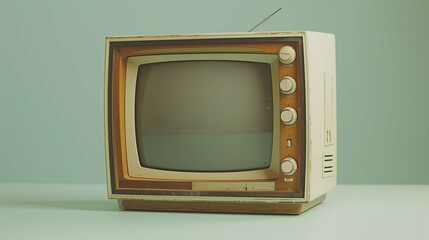 Isolated Vintage TV, Showcasing a Classic Old-School Television with a CRT Display
