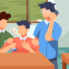 Office Life illustration busy with books