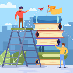 Office Life illustration busy with books