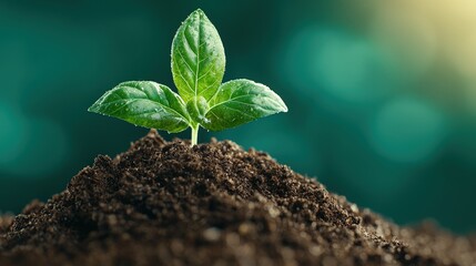 Naklejka premium Green Sprout Emerging from Soil New Growth Nature Plant Spring Gardening Eco Friendl