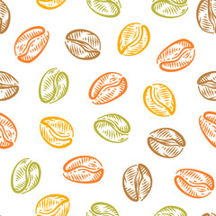 Coffee beans pattern for packaging. Coffee beans pattern background. Coffee beans background. Pattern background with coffee beans.