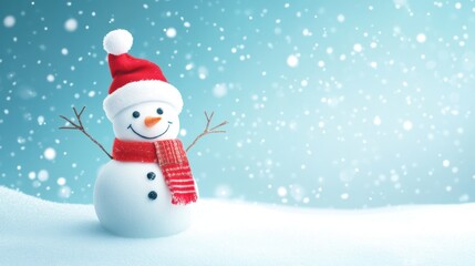 Obraz premium Cute snowman. Winter holiday theme.