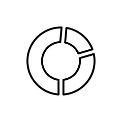 Donut chart icon Outline set in black and white color
