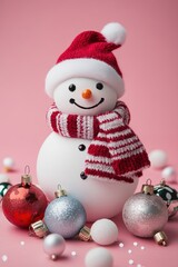 Cute snowman. Winter holiday theme.