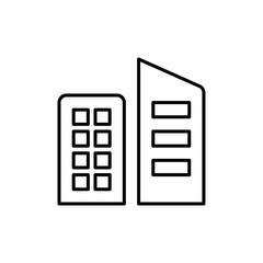 Office buildings icon Outline set in black and white color