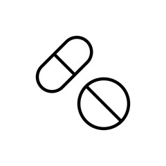 Pill icon Outline set in black and white color