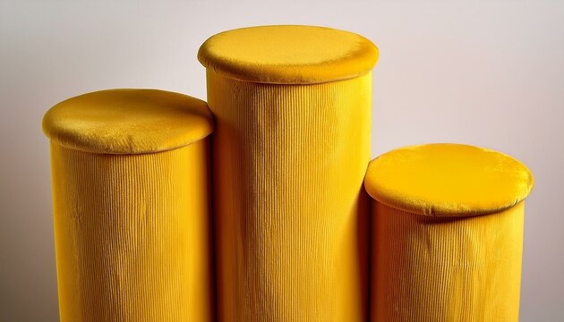 Three yellow stools