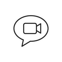 Video call icon Outline set in black and white color