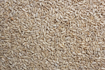 Peeled Sunflower Seeds Background: A Culinary Canvas of Shell-free Sunflower Seeds, Creating a Lively and Textured Background for Gourmet Cooking - Top View, Flat Lay