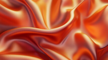 Obraz premium Elegant orange satin fabric draping softly with smooth texture and rich color showcasing luxurious textile design