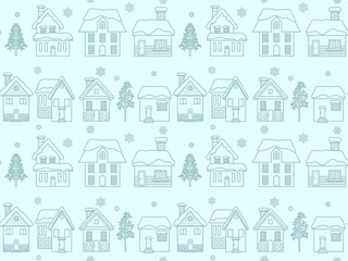 建物のシームレスパターン〈冬〉B-4'