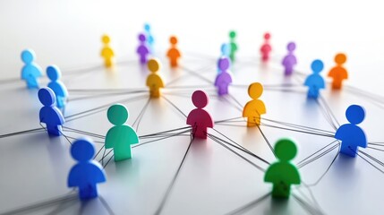 Social media network connection, people icons on white background. Global internet technology and online data exchange