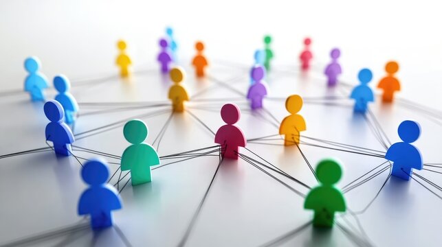 Social media network connection, people icons on white background. Global internet technology and online data exchange