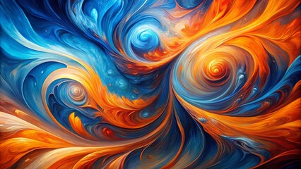 Fototapeta premium Abstract swirling pattern of vibrant blue and orange hues, creating a mesmerizing dance of color and form.