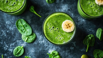 A vibrant green smoothie with spinach, banana, and berries, blended to perfection for a nutrient-packed, creamy consistency
