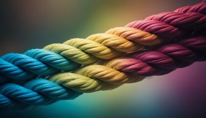 Unity and Strength Concept . Team rope diverse strength connect partnership together teamwork unity communicate support. Strong diverse network rope team concept integrate cooperation empower power.