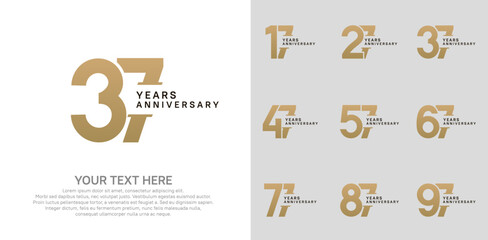Anniversary logo set vector design, brown color for celebration event