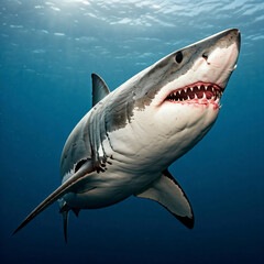 Fototapeta premium Great White Shark underwater background