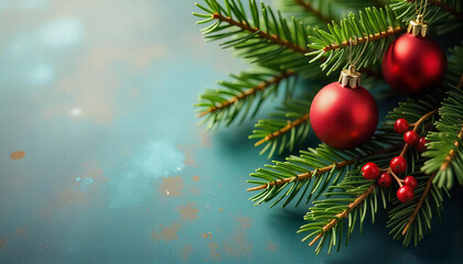 Obraz premium Festive Christmas Decoration with Red Baubles