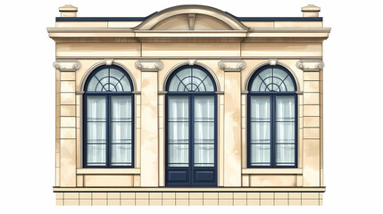 Fototapeta premium Modern and minimal house window for interior decoration isolated on transparent background, cut out, png, clipping path. Vintage. Illustration