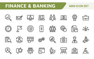 Finance Management Icon Set. Professional and sleek icons for budgeting, expense tracking, and investment management, ideal for finance apps, tools, and platforms.