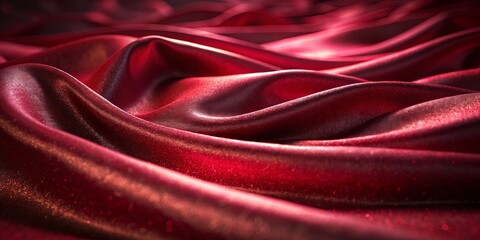 Obraz premium Crimson Silk Draped in Soft, Luxurious Waves, Glimmering with Subtle Shimmer Under a Gentle Spotlight