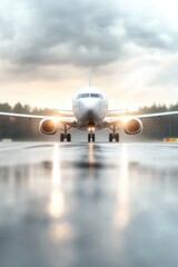 Air travel dynamics. an aircraft in action showcasing global logistics, airport infrastructure, and aviation technology, emphasizing safety, environmental 