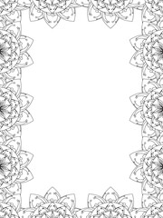 All these designs are hand-drawn and unique 
Flower Border is a Beautiful black and white illustration for adult coloring book,
This is a printable Beautiful Zentangle Coloring page for KDP Interior,