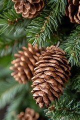 pine cones and fir branches, creating a natural holiday scene