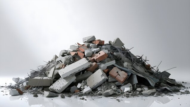 Un mont&oacute;n de escombros desgastados y escombros con destrozados