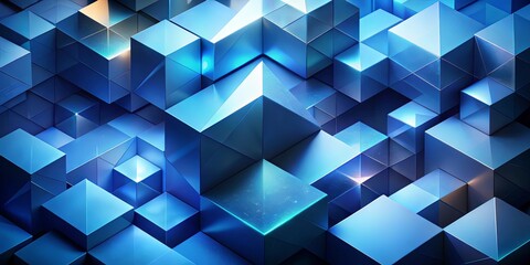 A Symphony of Saturated Blues A Glittering Mosaic of Interlocking Cubes, Each Facet Reflecting Light in a Dazzling Display