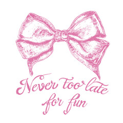 bow ribbon pattern repeating hand drawn seamless inspirational cute quote slogan typography. bow with slogan typography, vector illustration, for t-shirt graphic.  tee, t shirt, print, © sumonsharif