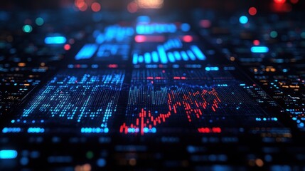 Digital Interface with Data Visualization and Red and Blue Lights