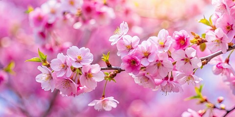 Obraz premium Beautiful pink cherry blossoms blooming in spring , sakura, flower, cherry blossom, pink, spring, blooming, nature, petals