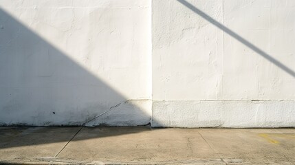Empty Corner White Concrete Wall - a minimalist and contemporary visual. The clean lines and simplicity of the white concrete wall create a serene and uncluttered atmosphere.