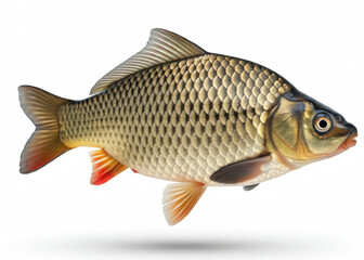 Fototapeta premium fish crucian carp isolated on white, whole fresh fish