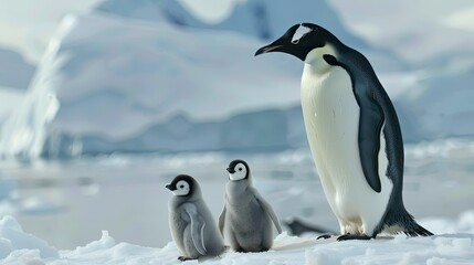 Emperor Penguin Family in the Antarctic