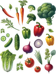 set of vegetables watercolour style