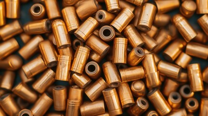 Brass Cylindrical Parts Background   Industrial Texture and Close up Detail