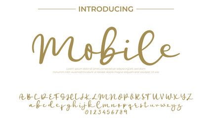 Mobile Font Stylish brush painted an uppercase vector letters, alphabet, typeface