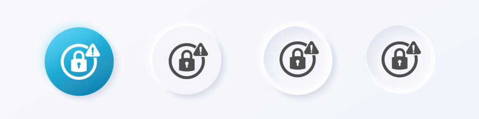 Security alert icon. Neumorphism round style button design vector