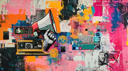 Abstract Digital Collage with Loudspeaker