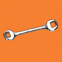 Illustrated wrench on a vibrant orange background