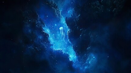 Fototapeta premium Ethereal jellyfish drifting through a cosmic starry night sky