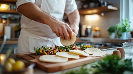 Cozy Chef Preparing Arepas with Fresh Fillings