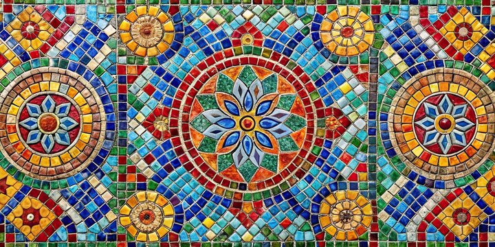 Colorful and artistic pattern mosaic street tile, mosaic, street tile, colorful, artistic, pattern, design, tile