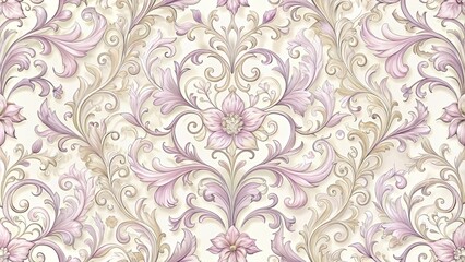 A Seamless Floral Pattern Featuring Delicate Swirls and Intricate Vines, Enchanting with its Opulence and Grace