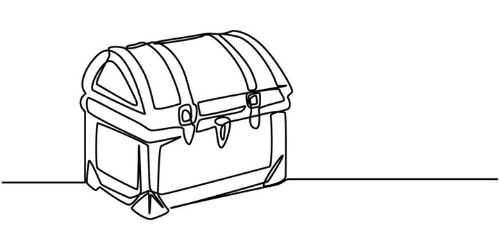 recommend clip art: Treasure chest in continuous one line art style. Simple vector illustration, Open empty treasure chest one line continuous. Line art chest. Vector illustration, Treasure chest one line continuous.